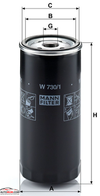 Фильтр оливи MANN W730/1 (L37359) (Audi 80 1,9TDi 91-96г)