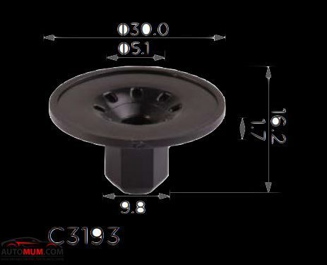 Кліпса 3193 гайка пластикова VW, Audi, Seat, Skoda