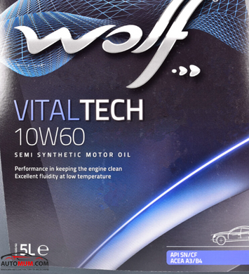 Моторна олива WOLF Vitaltech 10W-60 - 5л