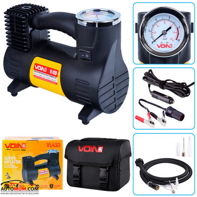 Компресор автомобільний VOIN VL-430 150psi/14A/40л/прикур./перехідник на клеми