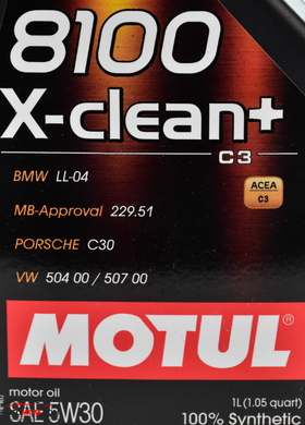 Моторное масло MOTUL 8100 X-clean+ 5W-30 C3 (BMW,MB,PORSHE,VW) - 1л