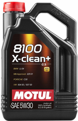 Моторное масло MOTUL 8100 X-clean+ 5W-30 C3 (BMW,MB,PORSHE,VW) - 5л