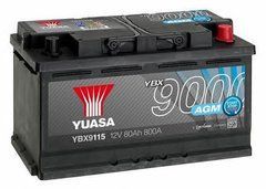 Аккумулятор Yuasa YBX9115 AGM Start Stop 80Ah (Евро) - 800A