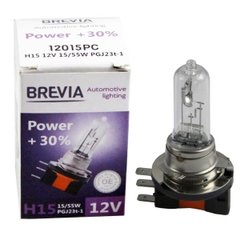 Лампа галогенна H15 BREVIA 12015PC (PGJ23t-1) 12V 55W(+30%)-1шт
