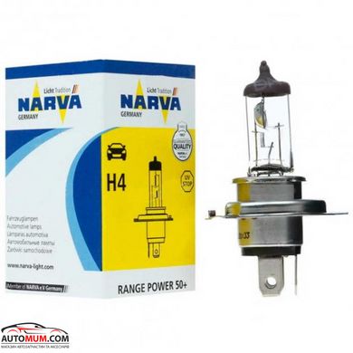 Лампа галогенна Н4 48861 NARVA RANGE POWER (Р43t) 12V 60/55W +50%-1шт