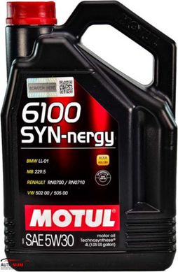 Моторна олива MOTUL 6100 Syn-nergy 5W-30 A3/B4:SL/CF (VW,MB,BMW,Renault) - 5л
