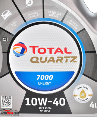 Моторна олива TOTAL Quartz 7000 Energy 10W-40 (MB;VW) - 4л