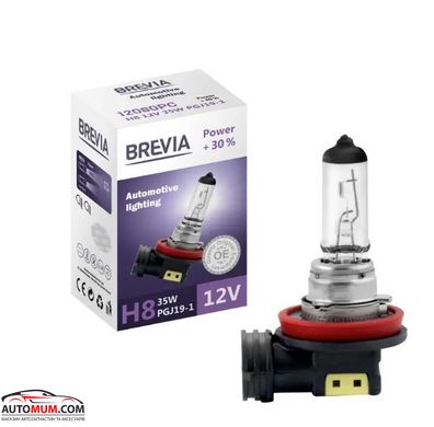 Лампа галогенна H8 BREVIA 12080PC (РGJ19-1) +30% 12V35W-1шт