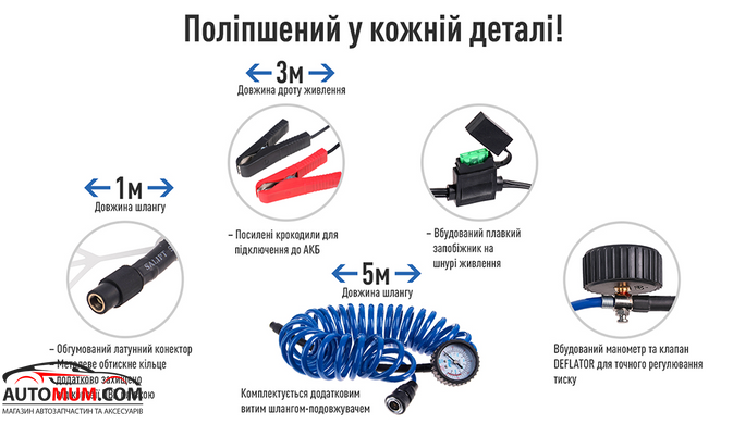 Компресор двопоршневий ViTOL K-72 150psi/25Amp/90л/2 циліндра/шланг 5,0м