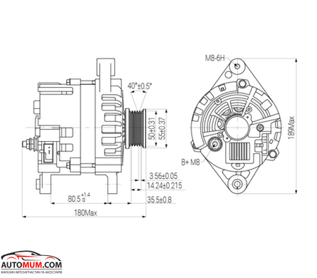 АТЭК DW-96303556 Генератор 85А (Lanos 1.4, 1.5, 1.6i) 16V