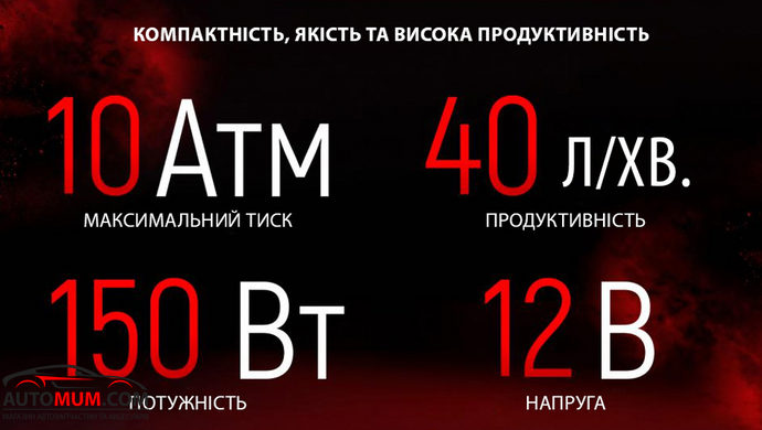Компресор автомобільний VOIN VL-550 150psi/15Amp/40л/прикур./дефлятор/перехідник на клемі