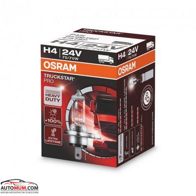 Лампа галогенна H4 (Р43t) 24V 75/70W (+100%)-1шт OSRAM 64196TSP-FS