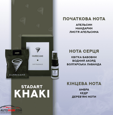 Ароматизатор саше СТАНДАРТ з флаконом (10мл) Hurricane Khaki