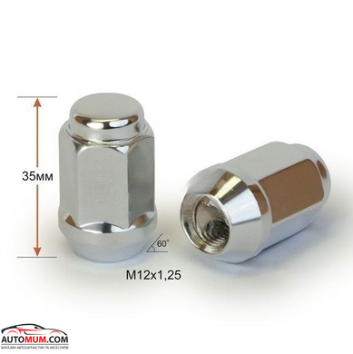 Гайка М 12х1,25х32 GETMANN колеса хром конус закрита з виступом (ключ 17)