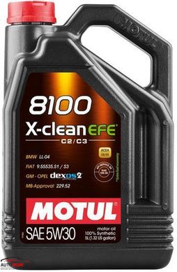 Моторное масло MOTUL 8100 X-clean EFE 5W-30 C2/C3 (BMW,MB,GM) - 5л