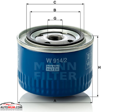 Фильтр оливи MANN W914/2 (2108-2170)