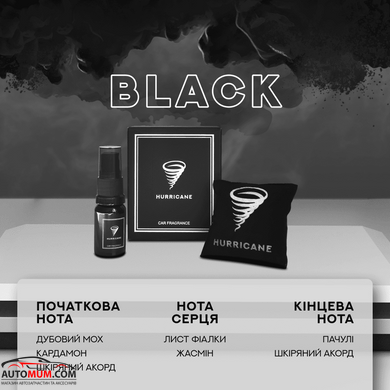 Ароматизатор саше СТАНДАРТ с флаконом(10мл) Hurricane Black