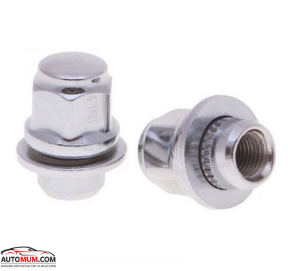 Гайка М 12x1, 5х37, 5 GETMANN колеса Toyota хром з шайбою (діам. носика 18,5) плоский капелюшок (ключ 21)