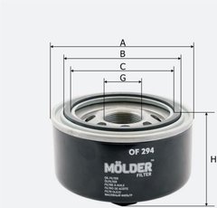 Фильтр масла MOLDER OF294 (W1323) (VW LT28;LT35;LT46 2,8TDI)