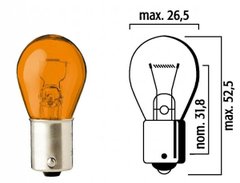 Лампа накаливания 12V 21W (желтая) PY (BA15s) FLOSSER 667107