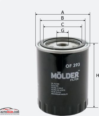 Фильтр оливи MOLDER OF393 (WL7176 W840 W820) (Citroen,Fiat diesel)