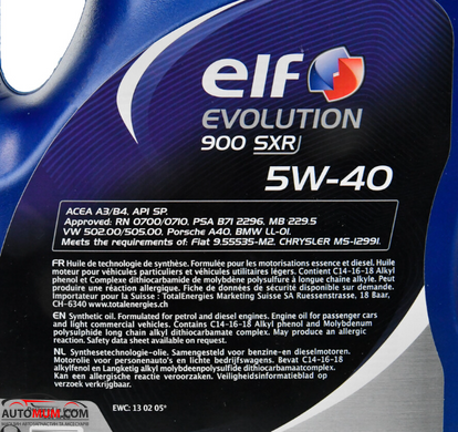 Моторна олива ELF Evolution 900 SXR 5W-40 A3/B4(Renault RN0700/0710) - 4л