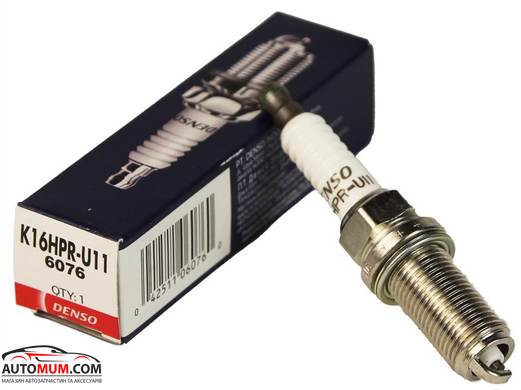 Свеча зажигания DENSO (6076) K16HPRU11 (Citroen/Peugeot; Fiat, Hyundai, KIA, Nissan 1,6-2,5 02->)