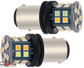 Світлодіодна лампа S18.5 (BA15d) GS GS 1157-3030-28SMD 12V 57628 -2шт Двоконтактна червона